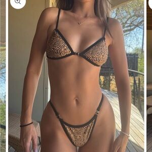 Strawberry Milk Mob Zebra Print Bikini - Black and Tan